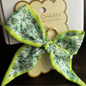 Vera Bradley Lime Green and Light Blue Bow Keychain Charm